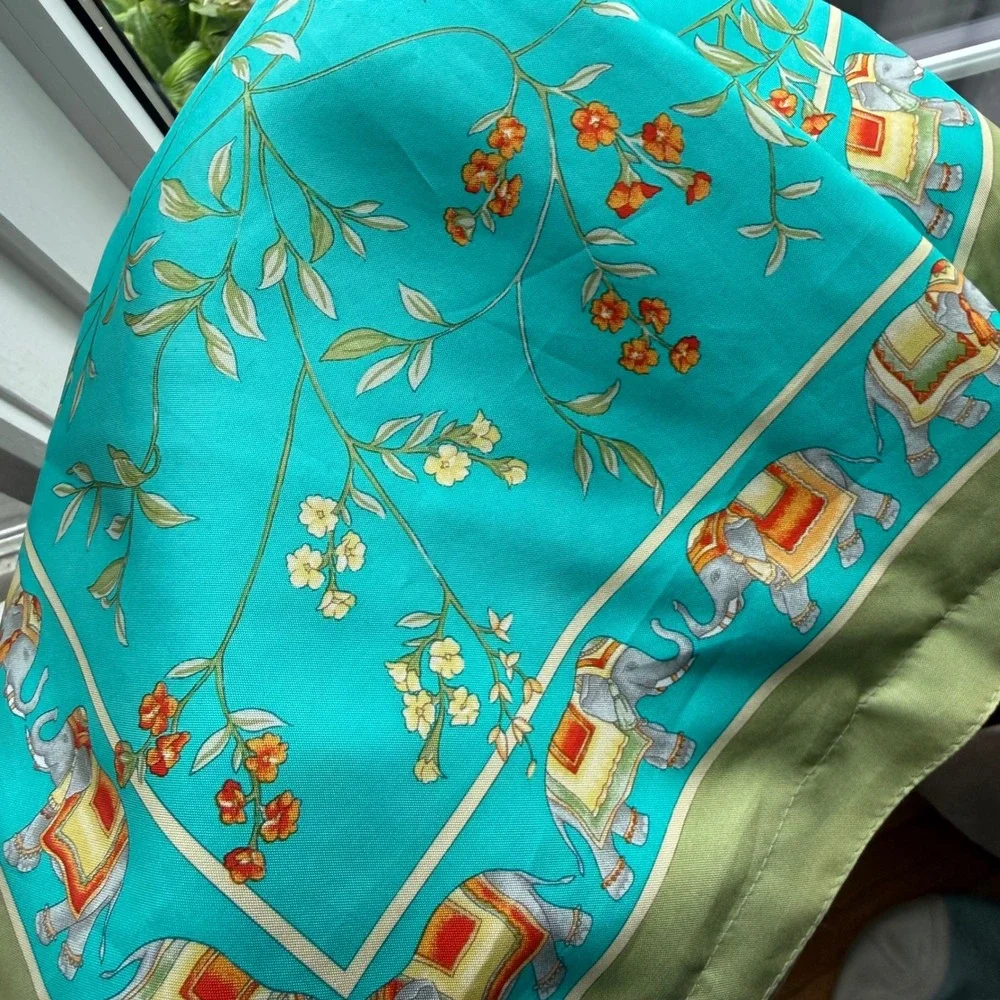 Vtg Pair Jim Thompson 100% Thai Silk Elephant Pillow Covers Turquoise 17
